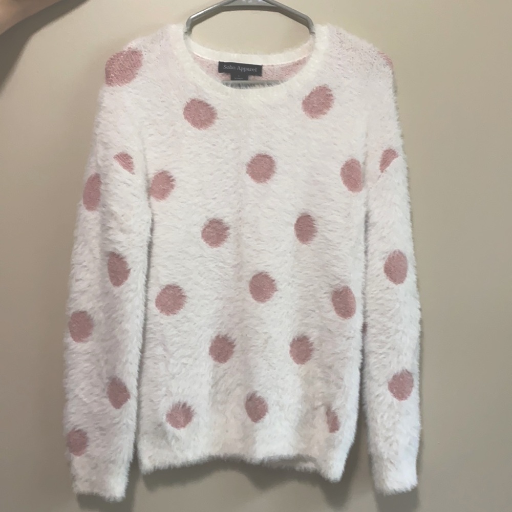 Cute, pink polka dot, soft fall/winter sweater!